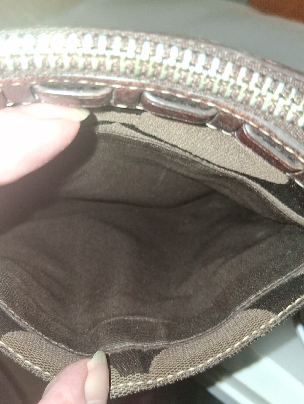 Coach Brown Crossbody with Snakeskin-Pattern Center Stripe - Picture 3 of 6